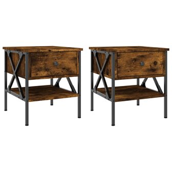 Nachtkastjes 2 st 40x42x45 cm bewerkt hout gerookt eikenkleurig 8720845939175 2