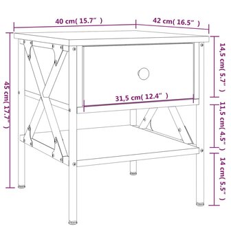 Nachtkastje 40x42x45 cm bewerkt hout bruin eikenkleur 8720845939205 11