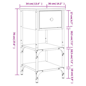 Nachtkastjes 2 st 34x36x70 cm bewerkt hout zwart 8720845939335 12