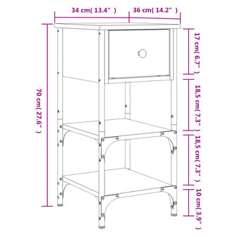 Nachtkastjes 2 st 34x36x70 cm bewerkt hout sonoma eikenkleurig 8720845939359 12