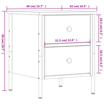 Nachtkastjes 2 st 40x42x50 cm bewerkt hout sonoma eikenkleurig 8720845939458 12