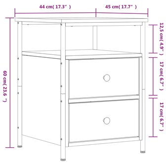 Nachtkastjes 2 st 44x45x60 cm sonoma eikenkleurig 8720845939656 12