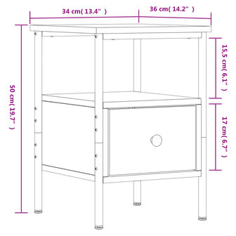 Nachtkastje 34x36x50 cm bewerkt hout zwart 8720845940027 11