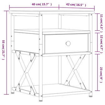 Nachtkastje 40x42x55 cm bewerkt hout zwart 8720845940324 11