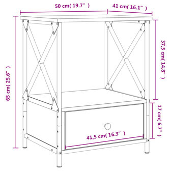 Nachtkastjes 2 st 50x41x65 cm bewerkt hout gerookt eikenkleurig 8720845940478 11