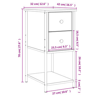 Nachtkastje 32x42x70 cm bewerkt hout sonoma eikenkleurig 8720845940546 11