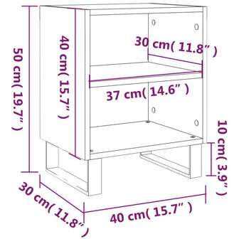 Nachtkastje 40x30x50 cm bewerkt hout hoogglans wit 8720845904517 9