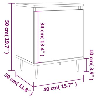 Nachtkastjes 2 st 40x30x50 cm bewerkt hout wit 8720845904647 12