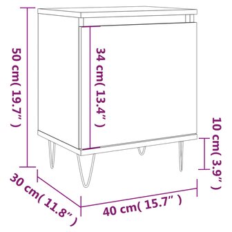 Nachtkastjes 2 st 40x30x50 cm bewerkt hout sonoma eikenkleurig 8720845904869 12