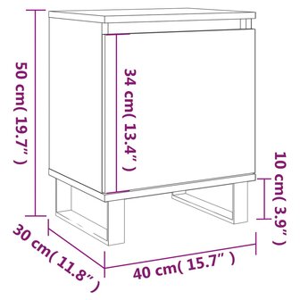 Nachtkastje 40x30x50 cm bewerkt hout grijs sonoma eikenkleurig 8720845905071 12