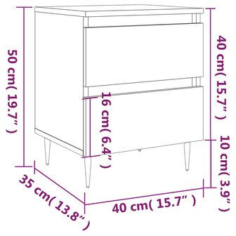 Nachtkastjes 2 st 40x35x50 cm bewerkt hout betongrijs 8720845905200 11