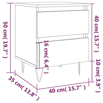 Nachtkastje 40x35x50 cm bewerkt hout hoogglans wit 8720845905316 11