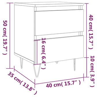 Nachtkastje 40x35x50 cm bewerkt hout grijs sonoma eikenkleurig 8720845905392 11