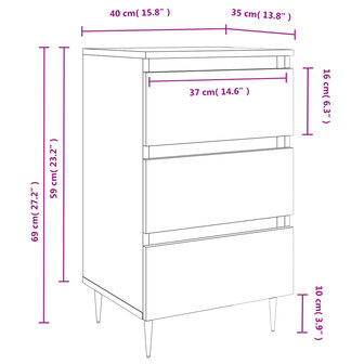 Nachtkastje 40x35x69 cm bewerkt hout betongrijs 8720845905675 11