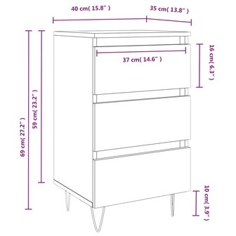 Nachtkastjes 2 st 40x35x69 cm bewerkt hout betongrijs 8720845905842 11