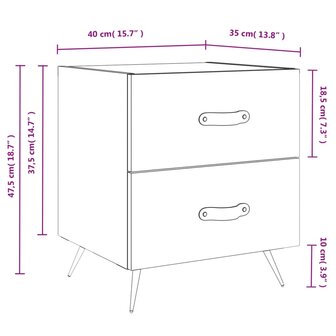 Nachtkastje 40x35x47,5 cm bewerkt hout zwart 8720845908256 12