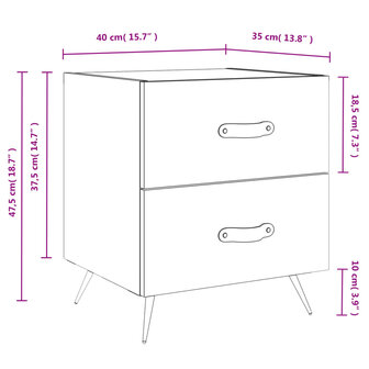 Nachtkastje 40x35x47,5 cm bewerkt hout betongrijs 8720845908317 12