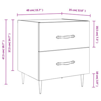 Nachtkastje 40x35x47,5 cm bewerkt hout sonoma eikenkleurig 8720845908454 12