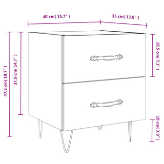 Nachtkastje 40x35x47,5 cm bewerkt hout zwart 8720845908737 12