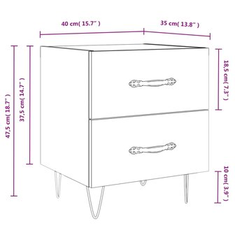 Nachtkastje 40x35x47,5 cm bewerkt hout bruin eikenkleur 8720845908850 12