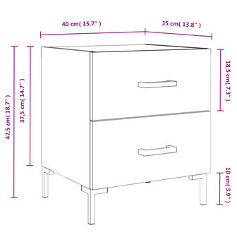 Nachtkastje 40x35x47,5 cm bewerkt hout sonoma eikenkleurig 8720845908935 12