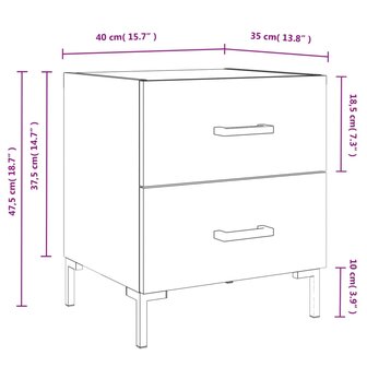 Nachtkastje 40x35x47,5 cm bewerkt hout bruin eikenkleur 8720845909017 12