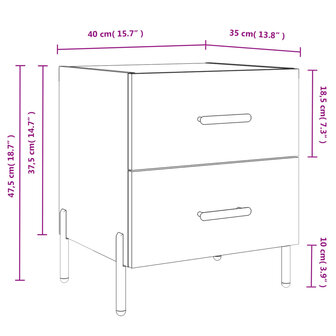 Nachtkastje 40x35x47,5 cm bewerkt hout betongrijs 8720845909116 12