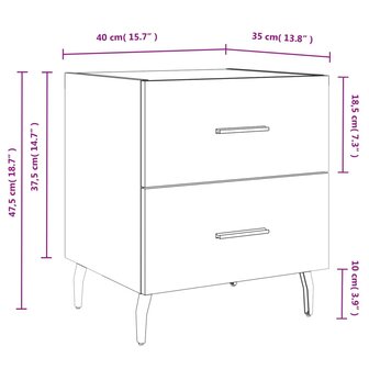 Nachtkastje 40x35x47,5 cm bewerkt hout grijs sonoma eikenkleur 8720845909314 12