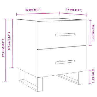 Nachtkastje 40x35x47,5 cm bewerkt hout gerookt eikenkleurig 8720845909451 12