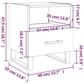 Nachtkastje 40x35x47,5 cm bewerkt hout zwart 8720845910655 12