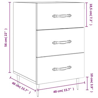 Nachtkastje 40x40x66 cm bewerkt hout betongrijs 8720845912192 12