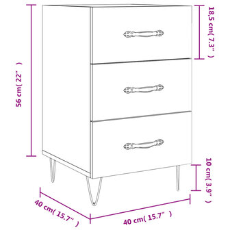 Nachtkastje 40x40x66 cm bewerkt hout hoogglans wit 8720845912338 12