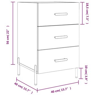 Nachtkastje 40x40x66 cm bewerkt hout bruin eikenkleur 8720845912543 12