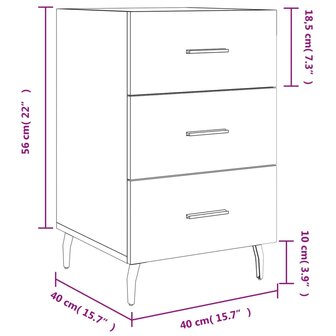 Nachtkastje 40x40x66 cm bewerkt hout hoogglans wit 8720845912574 12