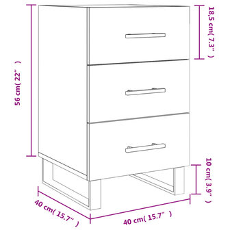 Nachtkastje 40x40x66 cm bewerkt hout hoogglans wit 8720845912659 12