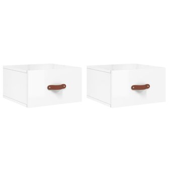 Nachtkastjes 2 st wandgemonteerd 35x35x20 cm hoogglans wit 8720845946180 2