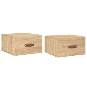 Nachtkastjes 2 st wandgemonteerd 35x35x20 cm sonoma eikenkleur 8720845946203 2