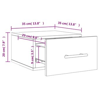 Nachtkastje wandgemonteerd 35x35x20 cm wit 8720845946296 12