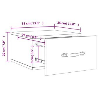 Nachtkastje wandgemonteerd 35x35x20 cm wit 8720845946456 12