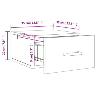 Nachtkastje wandgemonteerd 35x35x20 cm wit 8720845946616 12