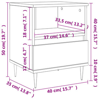 Nachtkastje 40x35x50 cm bewerkt hout grijs sonoma eikenkleurig 8721012109995 11