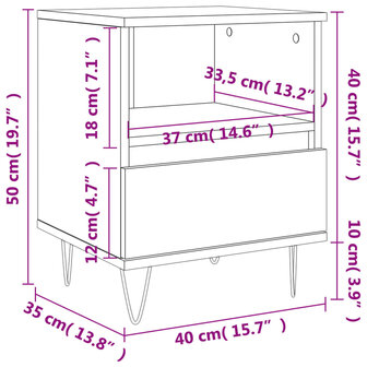 Nachtkastjes 2 st 40x35x50 cm sonoma eikenkleurig 8721012110106 12