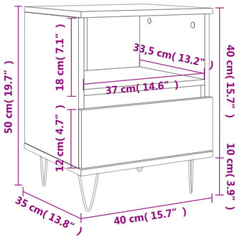 Nachtkastjes 2 st 40x35x50 cm bewerkt hout betongrijs 8721012110120 12