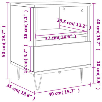 Nachtkastjes 2 st 40x35x50 cm bewerkt hout gerookt eikenkleurig 8721012110144 12