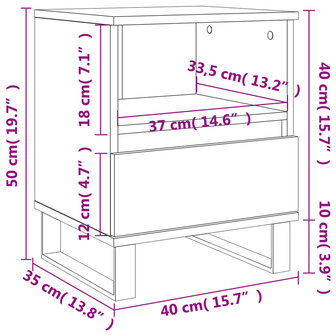 Nachtkastjes 2 st 40x35x50 cm bewerkt hout gerookt eikenkleurig 8721012110304 12