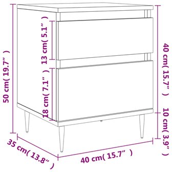 Nachtkastje 40x35x50 cm bewerkt hout wit 8721012110359 12