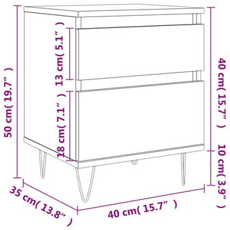 Nachtkastje 40x35x50 cm bewerkt hout bruin eikenkleur 8721012110656 12