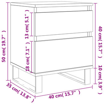 Nachtkastje 40x35x50 cm bewerkt hout sonoma eikenkleurig 8721012110731 12