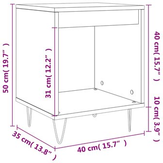 Nachtkastje 40x35x50 cm bewerkt hout wit 8721012110991 9