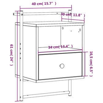 Nachtkastjes 2 st wandgemonteerd 40x30x61 cm hout sonoma eiken 8720845915995 11